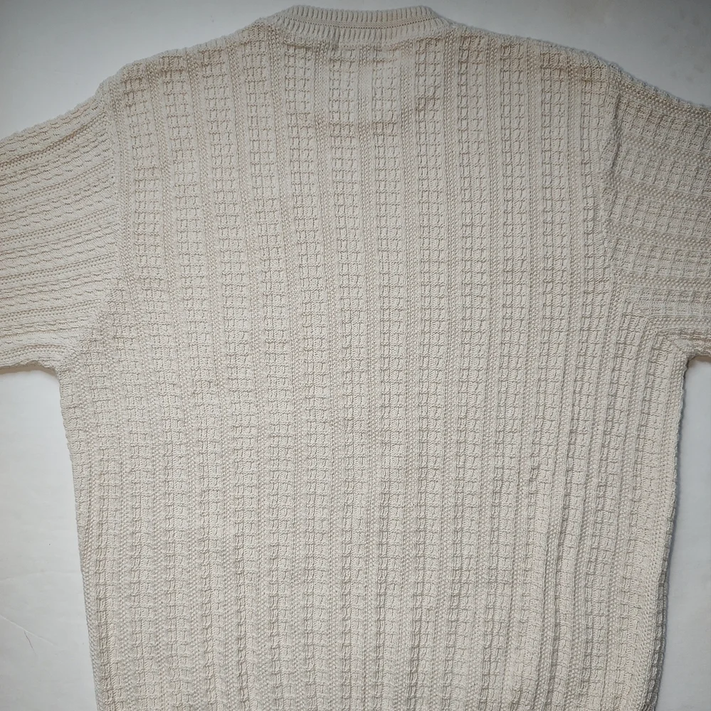 Bill Blass Vintage Sweater Men Cotton Cream Pullover Knit Crew Neck USA Ivory L - Picture 11 of 16